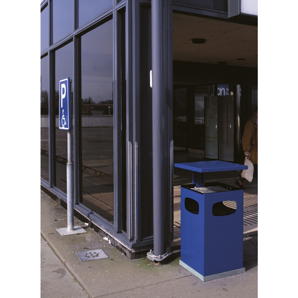 Produktabbildung Nr. 2: Ascher-Abfall-Kombination aus Stahl, quadratisch, abnehmbares Dach, 80 Liter, blau