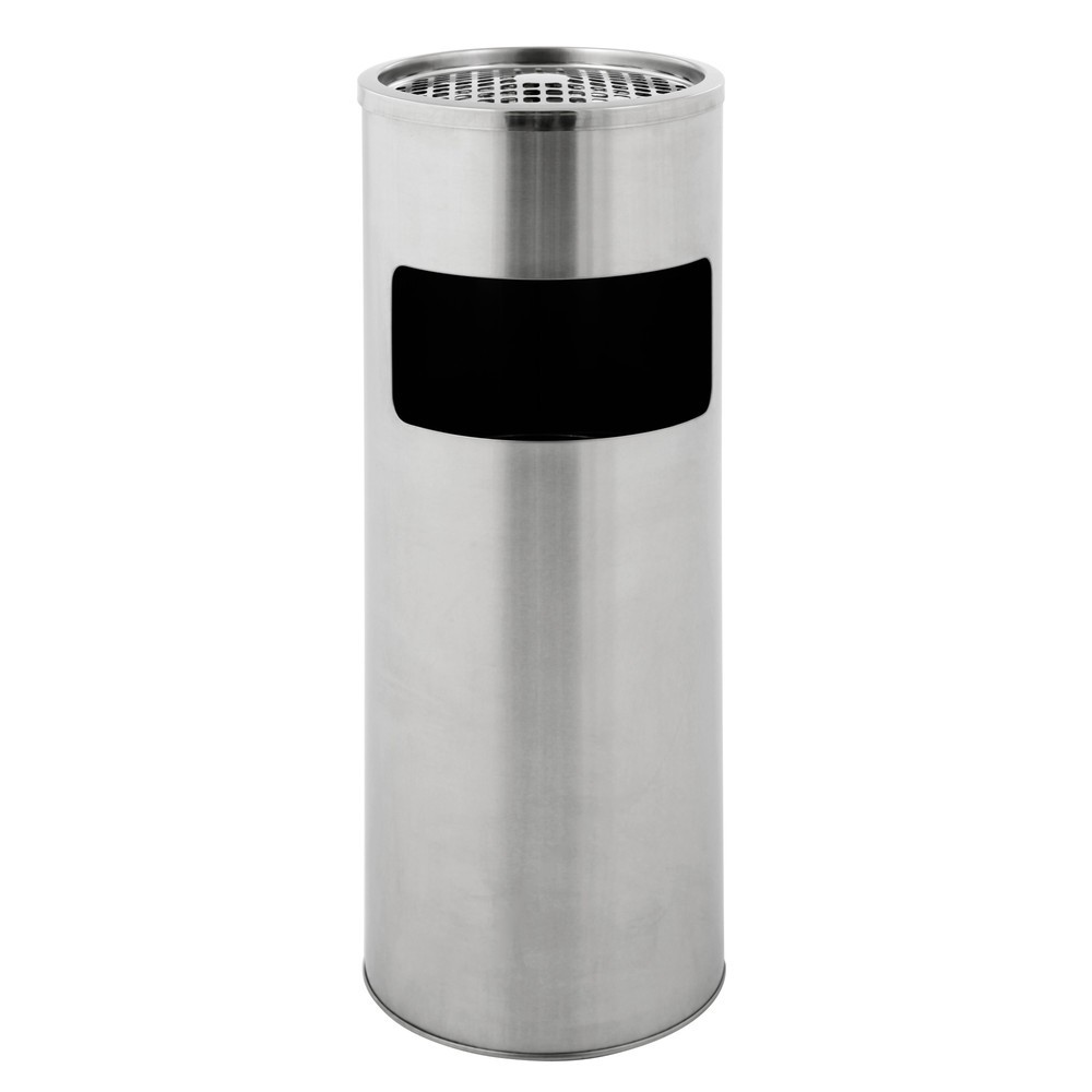Produktabbildung Nr. 1: Ascher-Abfall-Kombination aus Stahl, rund, 12,5 Liter, Edelstahl mattiert