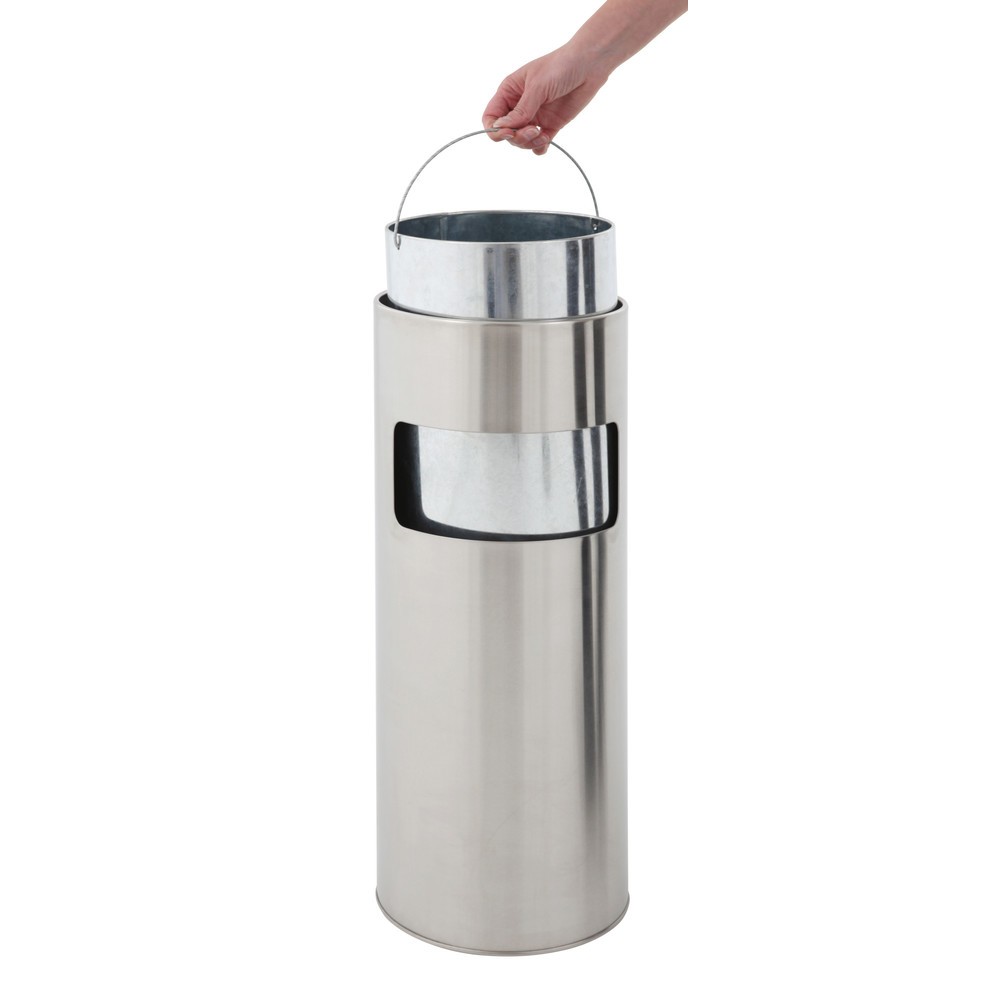 Produktabbildung Nr. 3: Ascher-Abfall-Kombination aus Stahl, rund, 12,5 Liter, Edelstahl mattiert