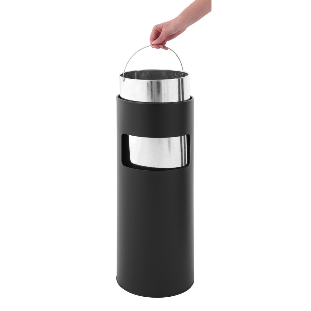 Produktabbildung Nr. 3: Ascher-Abfall-Kombination aus Stahl, rund, 12,5 Liter, mattschwarz