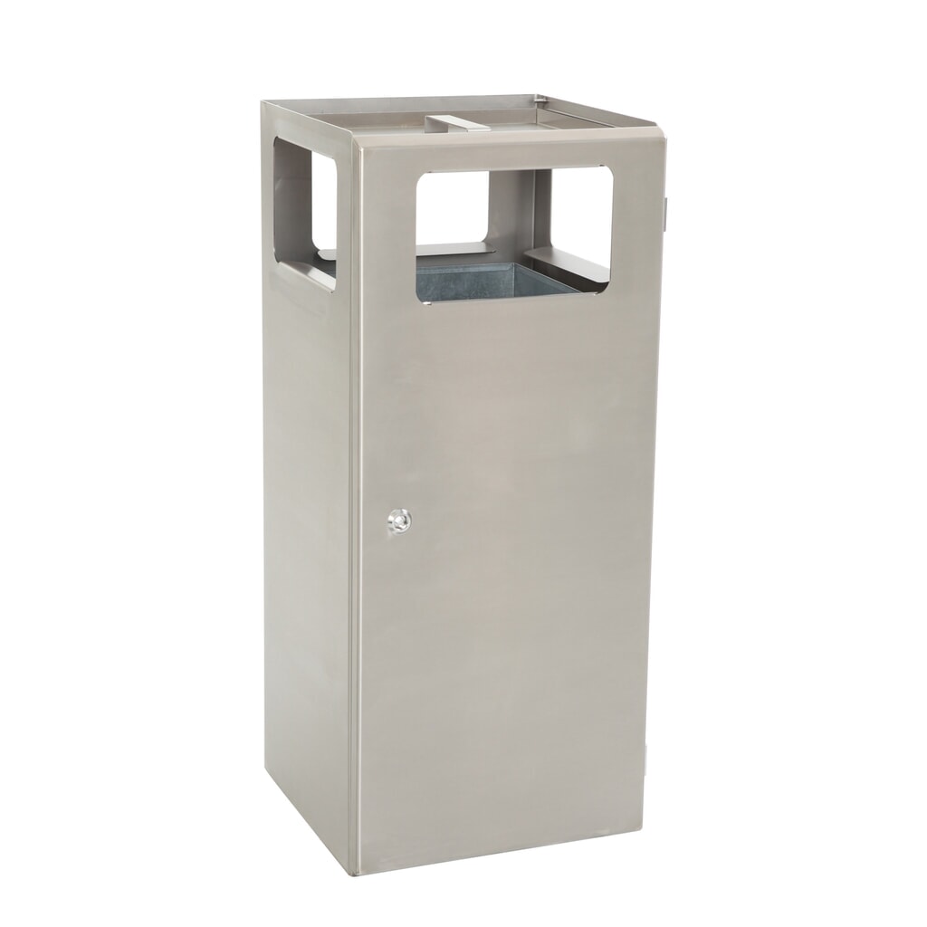 Ascher-Abfall-Kombination Pyramide, quadratisch, Basisbehälter aus Edelstahl, 70 Liter Produktabbildung: Ascher-Abfall-Kombination Pyramide, quadratisch, Basisbehälter aus Edelstahl, 70 Liter