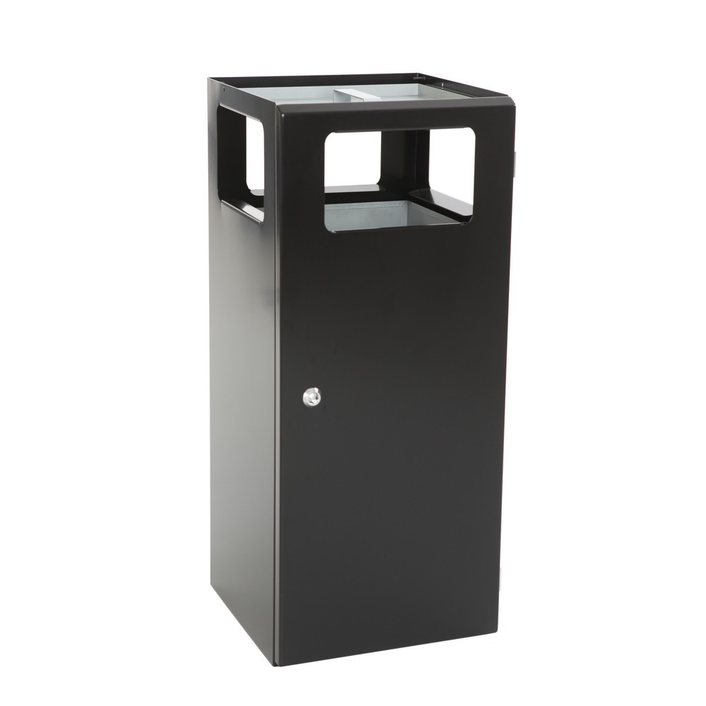 Produktabbildung Nr. 1: Ascher-Abfall-Kombination Pyramide, quadratisch, Basisbehälter aus Edelstahl, 70 Liter, schwarz