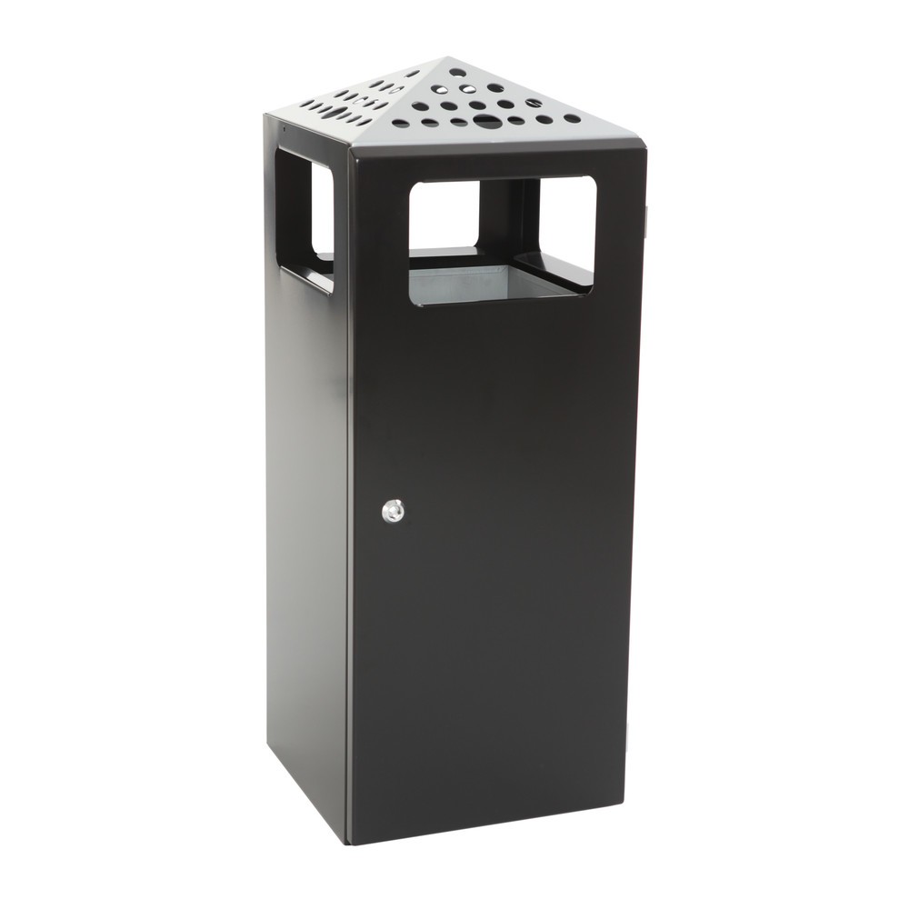 Produktabbildung Nr. 3: Ascher-Abfall-Kombination Pyramide, quadratisch, Basisbehälter aus Edelstahl, 70 Liter, schwarz