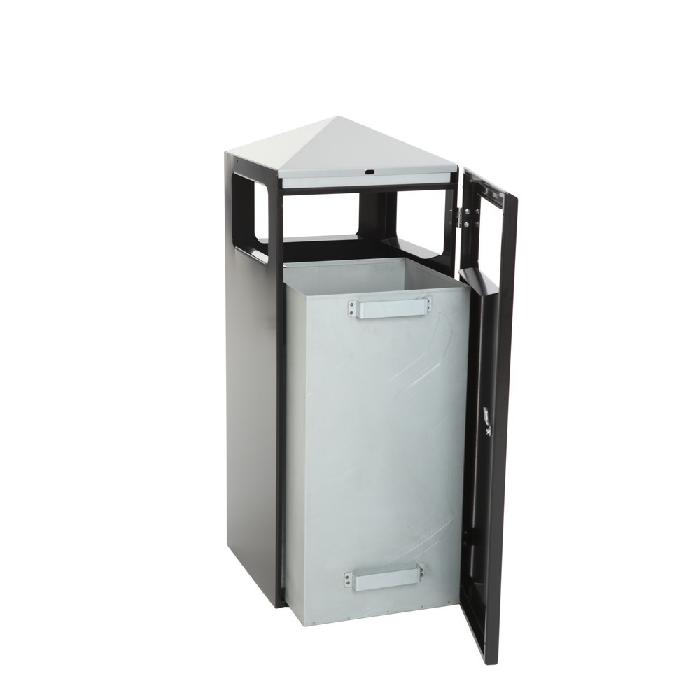 Produktabbildung Nr. 4: Ascher-Abfall-Kombination Pyramide, quadratisch, Basisbehälter aus Edelstahl, 70 Liter, schwarz