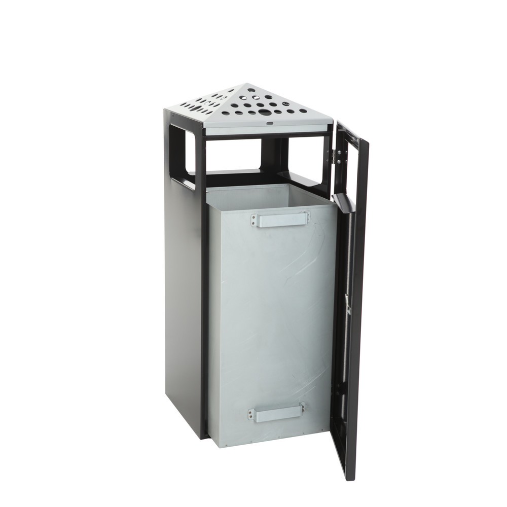 Produktabbildung Nr. 5: Ascher-Abfall-Kombination Pyramide, quadratisch, Basisbehälter aus Edelstahl, 70 Liter, schwarz