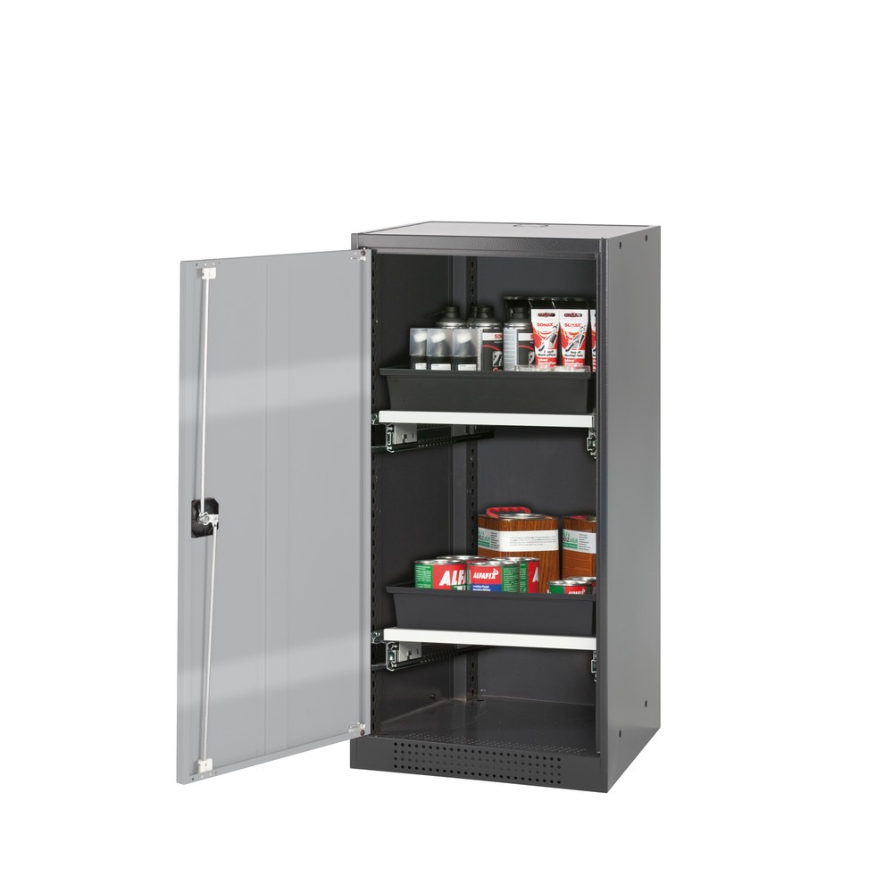 Produktabbildung: asecos® Chemikalien- und Giftschrank mit Tablarauszügen, HxBxT 1.105 x 545 x 520 mm, weißaluminium