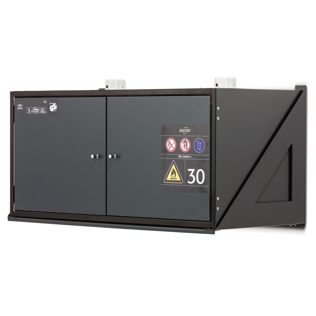 asecos® Brandschutzschrank Typ 30, Wandmontage, mit Bodenwanne, HxBxT 485 x 995 x 470 mm Produktabbildung Nr. 1: asecos® Brandschutzschrank Typ 30, Wandmontage, mit Bodenwanne, HxBxT 485 x 995 x 470 mm
