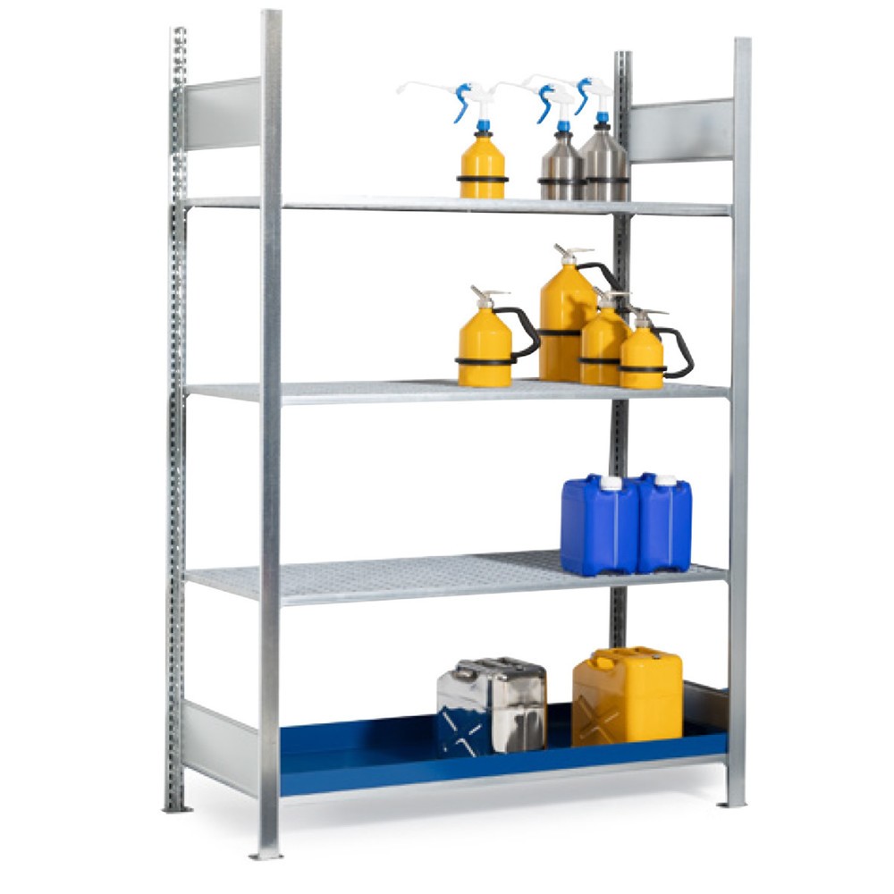 Produktabbildung: asecos® Gefahrstoffregal für gewässergefährdende und entzündbare Flüssigkeiten, 1 Auffangwanne à 30 l, Grundfeld