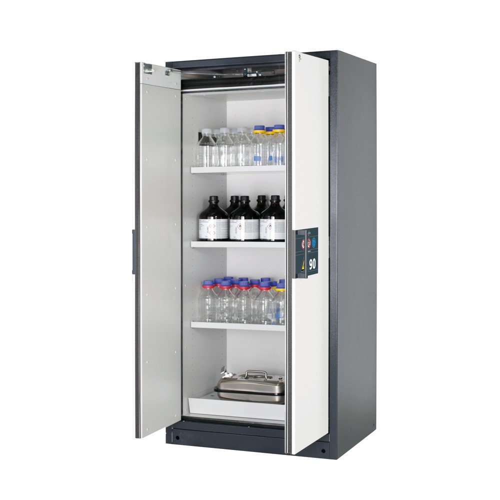 Produktabbildung: asecos® Sicherheitsschrank Q-PEGASUS/Typ 90, 3 Fachböden, HxBxT 1.953 x 893 x 615 mm, reinweiß
