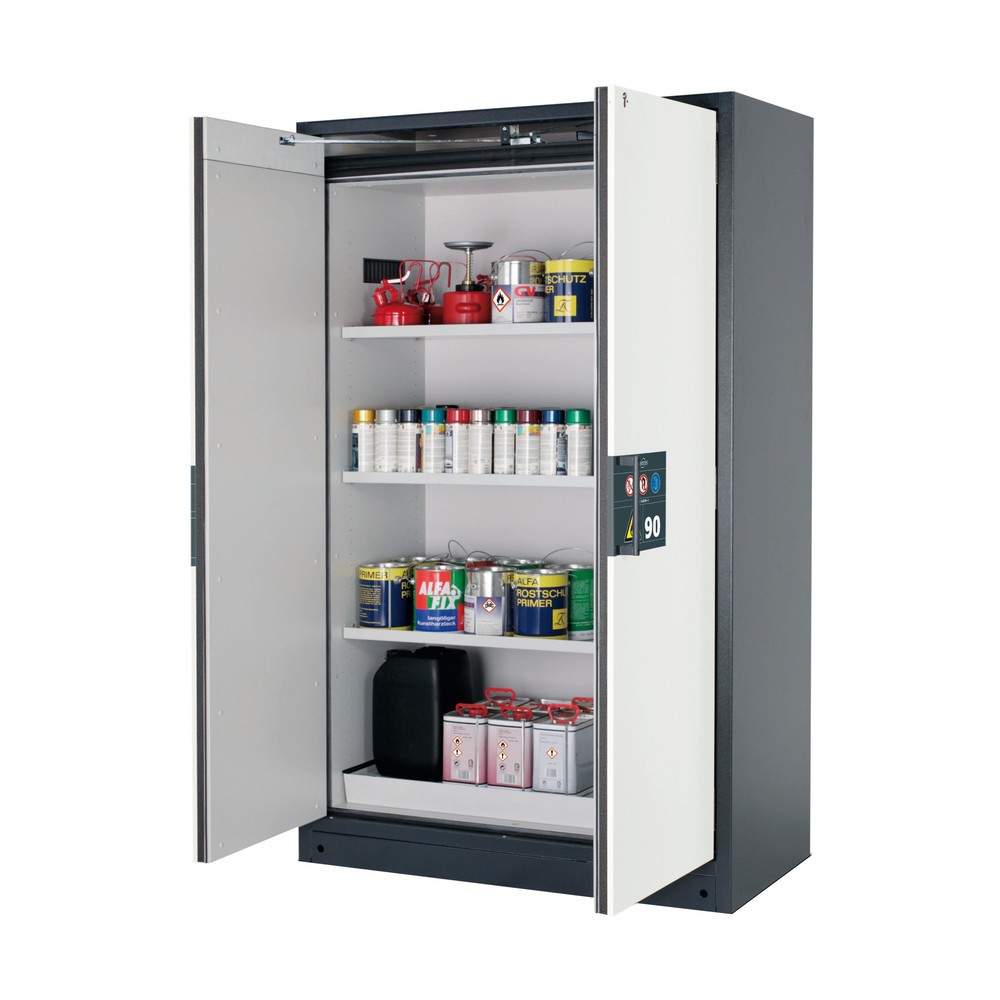 Produktabbildung: asecos® Sicherheitsschrank Q-PEGASUS/Typ 90, 3 Fachböden, HxBxT 1.953 x 1.193 x 615 mm, reinweiß