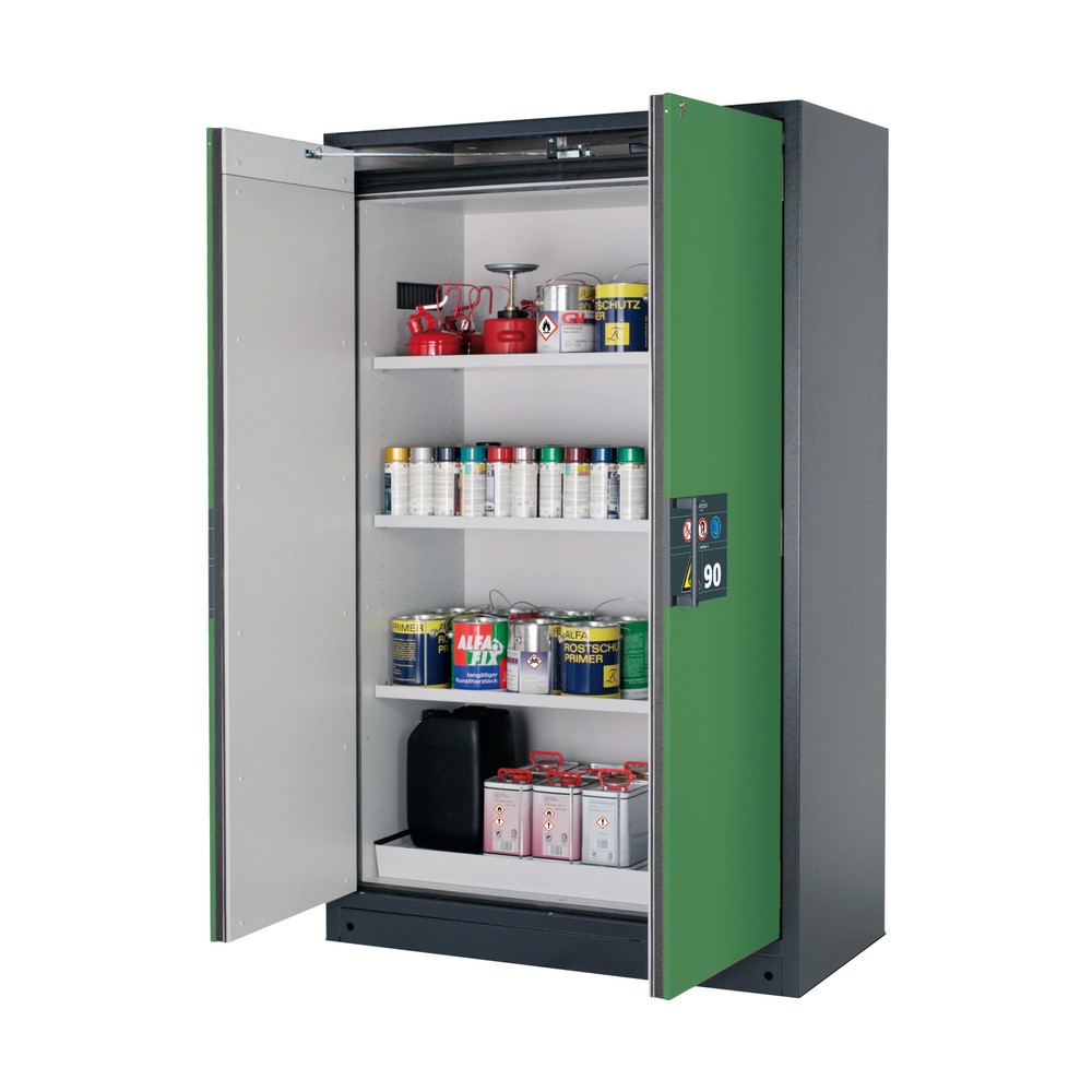 Produktabbildung: asecos® Sicherheitsschrank Q-PEGASUS/Typ 90, 3 Fachböden, HxBxT 1.953 x 1.193 x 615 mm, resedagrün
