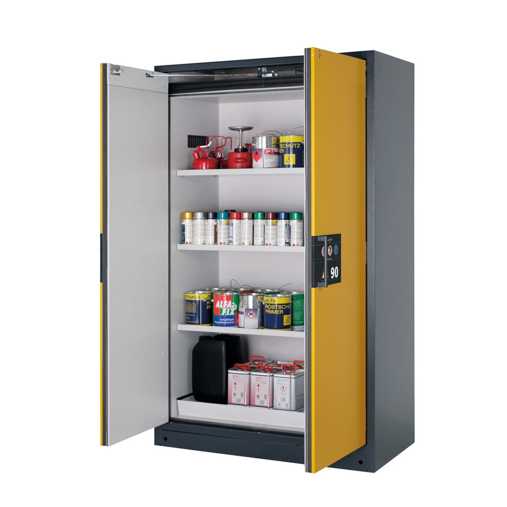 Produktabbildung: asecos® Sicherheitsschrank Q-PEGASUS/Typ 90, 3 Fachböden, HxBxT 1.953 x 1.193 x 615 mm, goldgelb