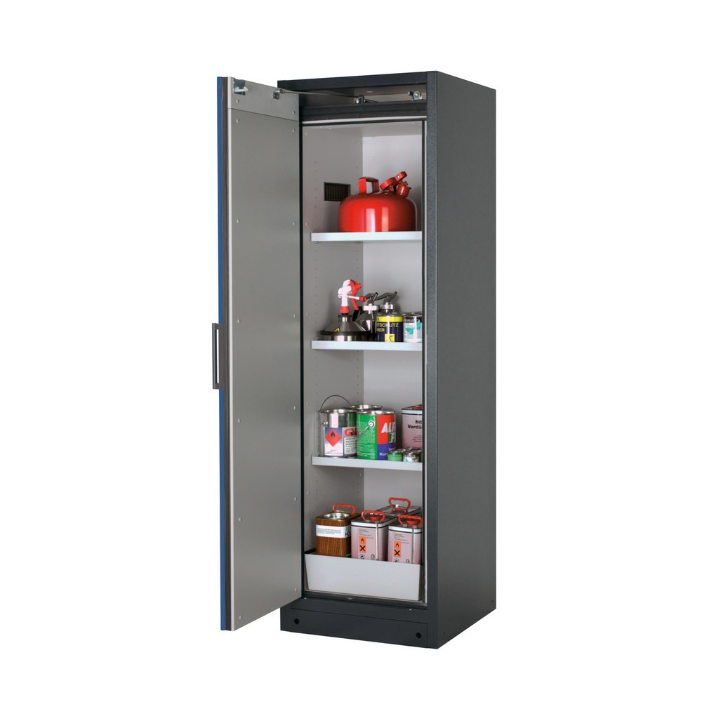 Produktabbildung: asecos® Sicherheitsschrank Q-PEGASUS/Typ 90, 3 Fachböden, HxBxT 1.953 x 599 x 615 mm, enzianblau