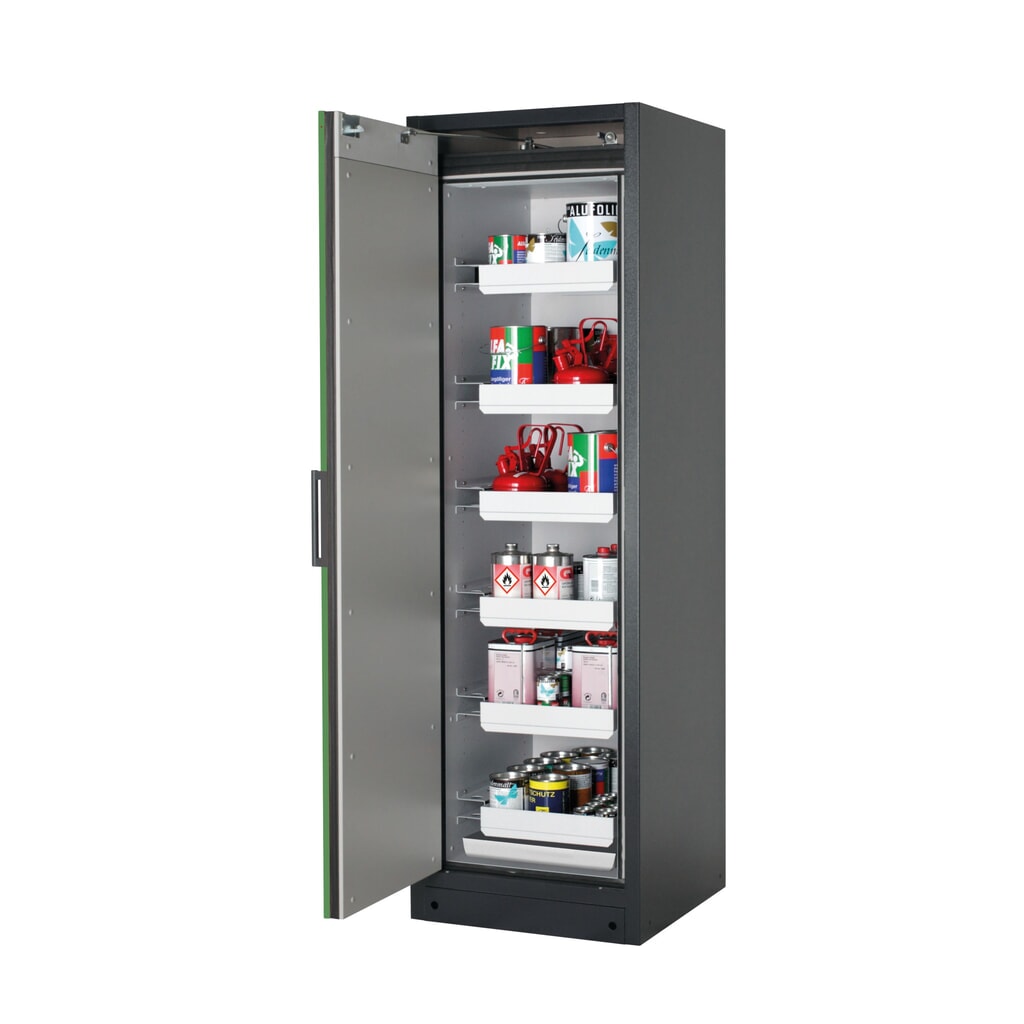 Produktabbildung: asecos® Brandschutzschrank Q-PEGASUS/Typ 90, 6 Auszugswannen, HxBxT 1.953 x 599 x 615 mm, resedagrün