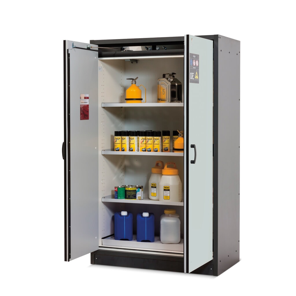 Produktabbildung: asecos® Brandschutzschrank Typ 30, HxBxT 1.947 x 564 x 620 mm, anthrazitgrau, lichtgrau