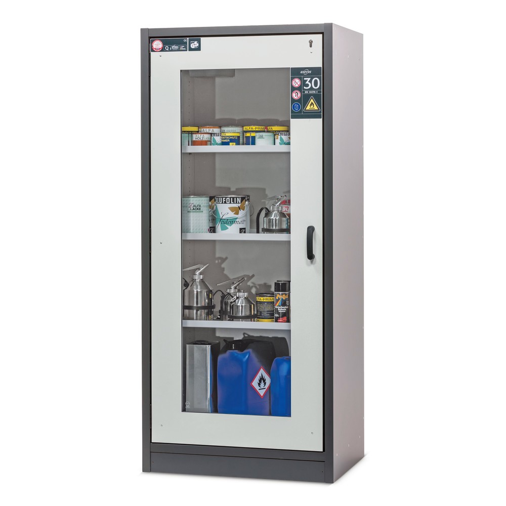 Produktabbildung Nr. 2: asecos® Sicherheitsschrank Typ 30 mit Glastür, HxBxT 1.947 x 864 x 620 mm, anthrazitgrau/goldgelb