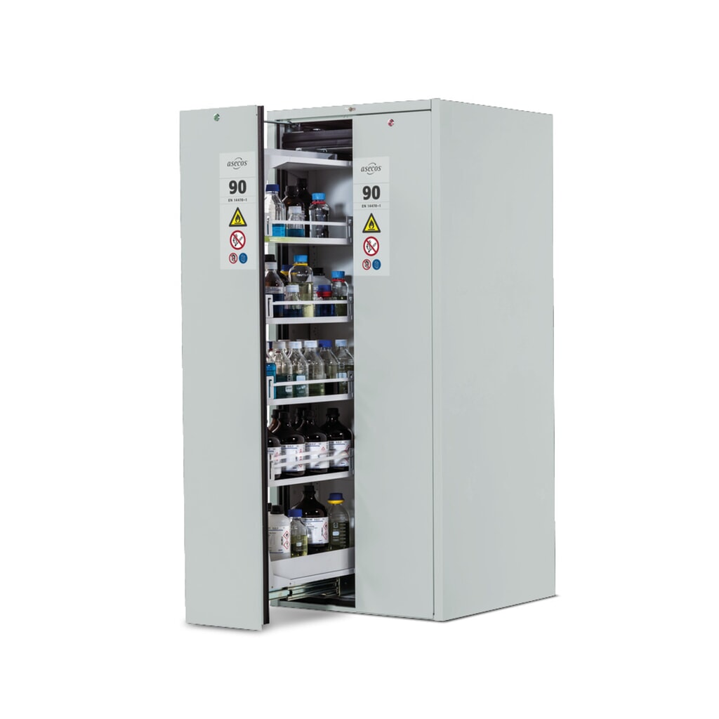 asecos® Brandschutzschrank V-MOVE-90 mit Vertikalauszug, HxBxT 1.966 x 819 x 860 mm, lichtgrau Produktabbildung: asecos® Brandschutzschrank V-MOVE-90 mit Vertikalauszug, HxBxT 1.966 x 819 x 860 mm, lichtgrau