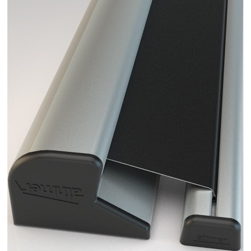 Produktabbildung: ATHMER Fingerschutz Rollo NR-30 Länge 1925 mm, silberfarben eloxiert, Bandgegenseite, Farbe Schutzrollo schwarz