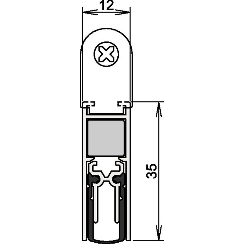 Produktabbildung: ATHMER Türdichtung Doppeldicht® M-12/35 1-393, Aluminium silberfarben eloxiert, 2-seitig Länge 958 mm, Holztüren