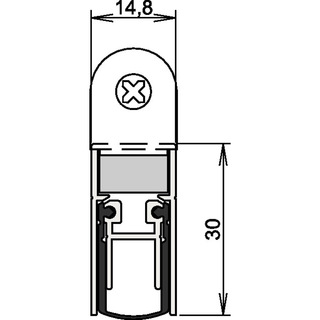 Produktabbildung: ATHMER Türdichtung Schall-Ex® DUO L-15 WS 1-382, Aluminium silberfarben eloxiert, 2-seitig Länge 833 mm, Holztüren