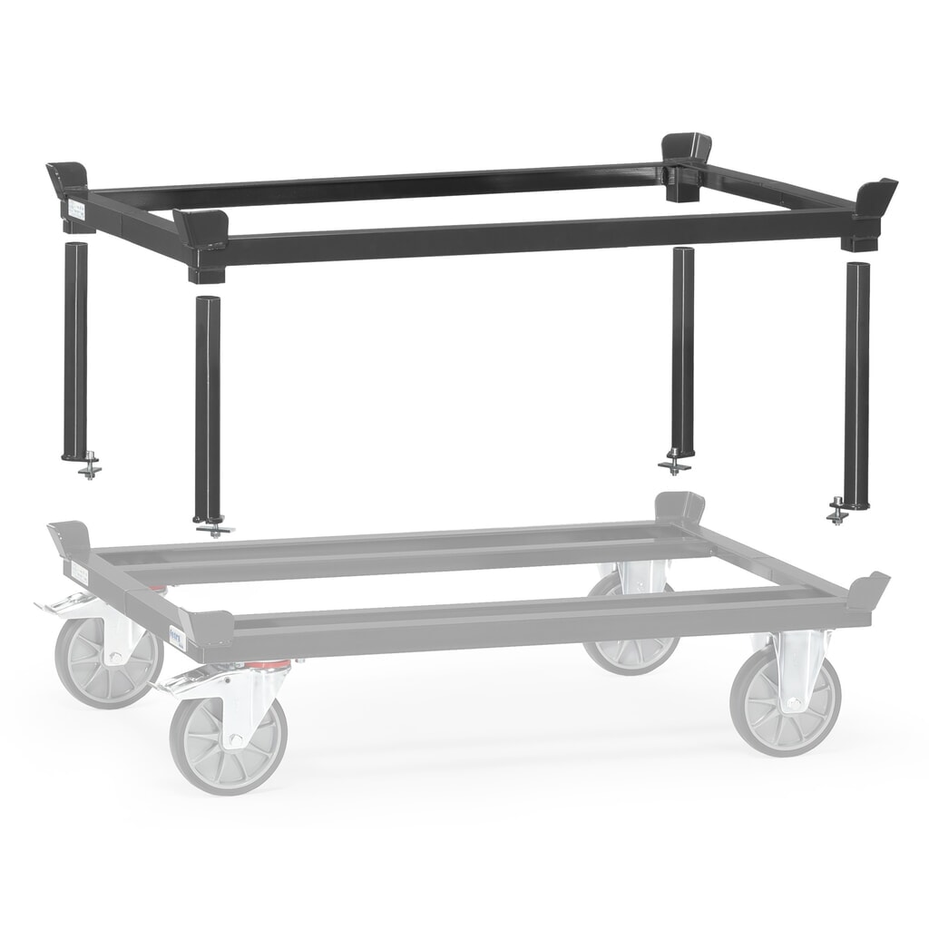 Aufsatzrahmen für fetra® Paletten-Fahrgestell, HxBxT 370 x 1.210 x 810 mm, anthrazitgrau Produktabbildung Nr. 4: Aufsatzrahmen für fetra® Paletten-Fahrgestell, HxBxT 370 x 1.210 x 810 mm, anthrazitgrau
