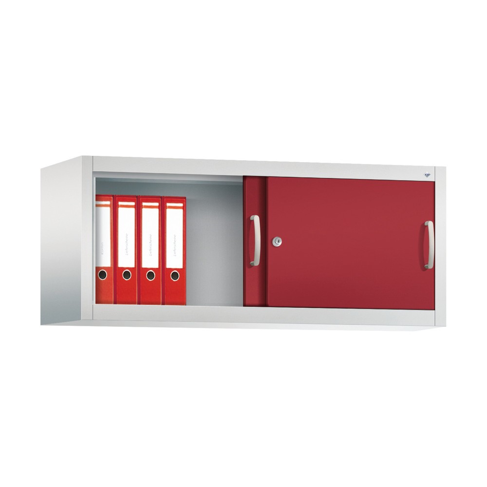 Produktabbildung Nr. 3: Aufsatzschrank für C+P Werkstatt-Schiebetürenschrank, HxBxT 500 x 1.200 x 400 mm, lichtgrau, rubinrot