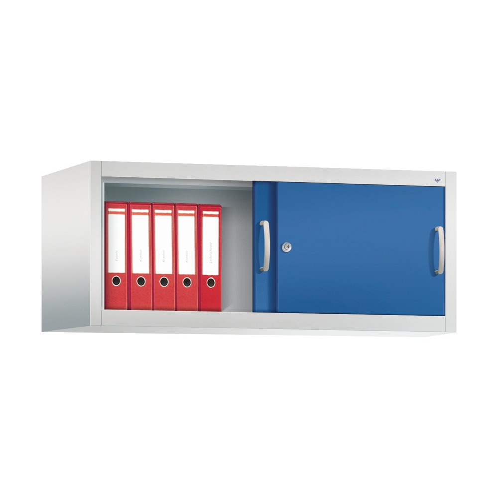 Produktabbildung Nr. 3: Aufsatzschrank für C+P Werkstatt-Schiebetürenschrank, HxBxT 500 x 1.200 x 500 mm, lichtgrau, enzianblau