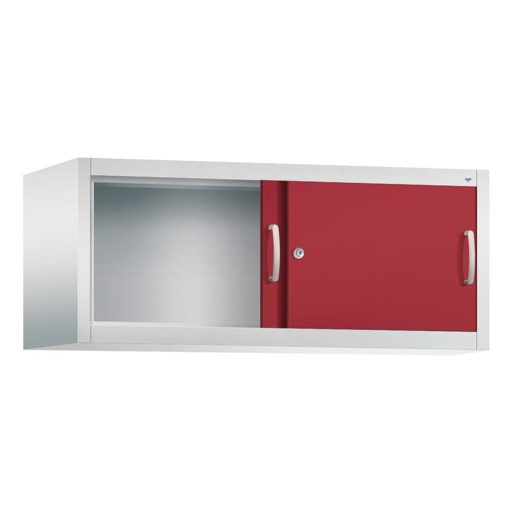 Produktabbildung Nr. 3: Aufsatzschrank für C+P Werkstatt-Schiebetürenschrank, HxBxT 500 x 1.200 x 500 mm, lichtgrau, rubinrot