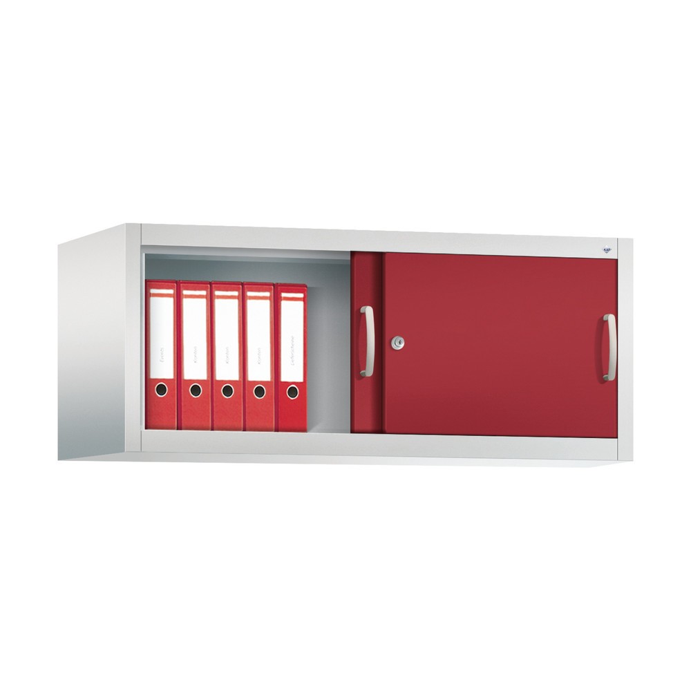 Produktabbildung Nr. 4: Aufsatzschrank für C+P Werkstatt-Schiebetürenschrank, HxBxT 500 x 1.200 x 500 mm, lichtgrau, rubinrot