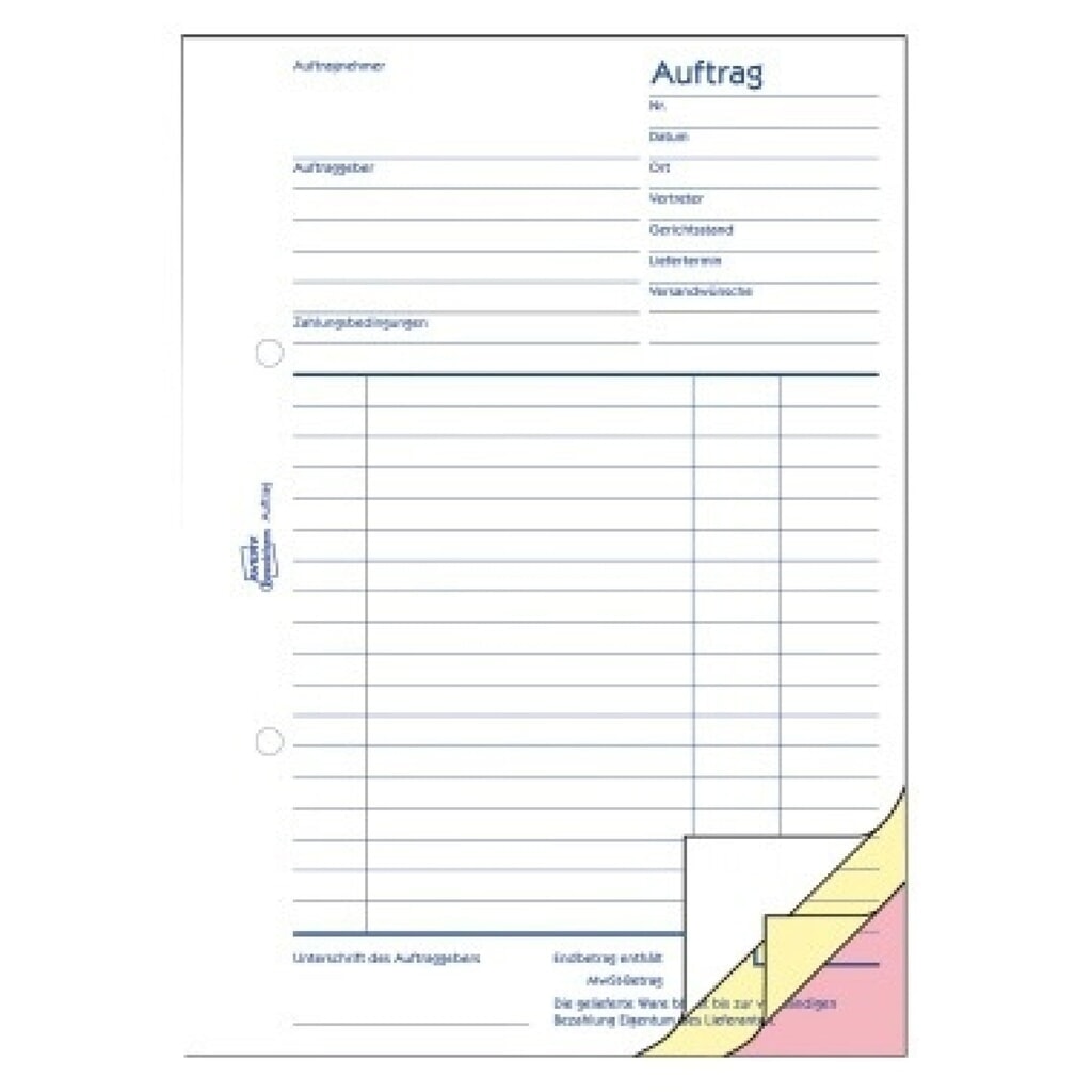 Produktabbildung: Avery Zweckform Auftragsformular 1726 DIN A5 3x40Blatt