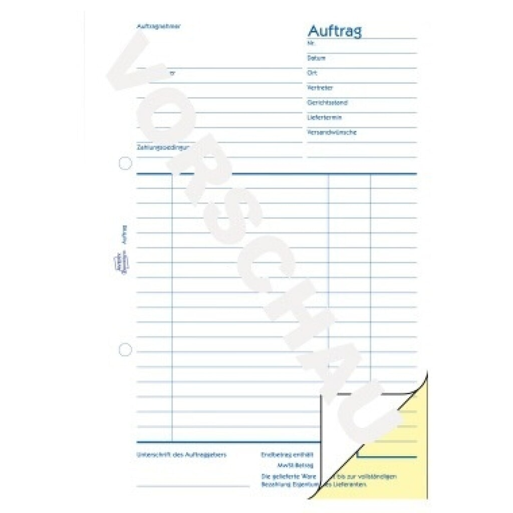 Avery Zweckform Auftragsformular 1725 DIN A5 2x40Blatt Produktabbildung: Avery Zweckform Auftragsformular 1725 DIN A5 2x40Blatt