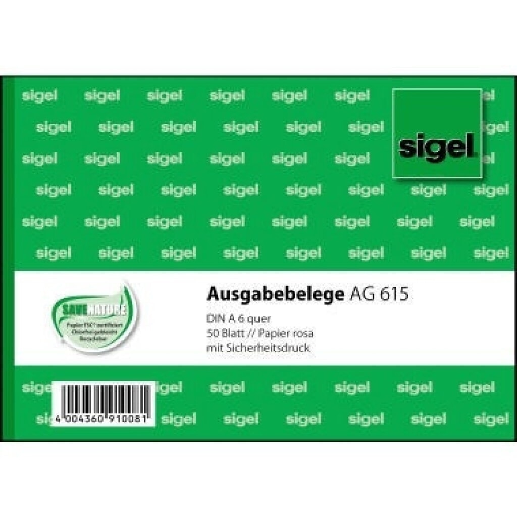 Produktabbildung: Sigel Ausgabebeleg AG615 DIN A6 quer 50Blatt