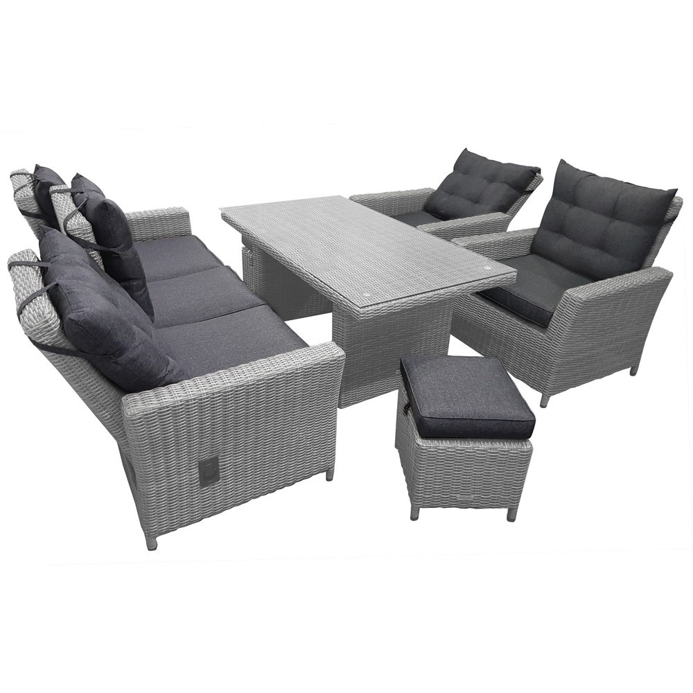 Produktabbildung Nr. 11: Außenmöbel-Set "Asti", 1x Sofa, 2x Sessel, 2x Hocker, 1x Tisch, braun