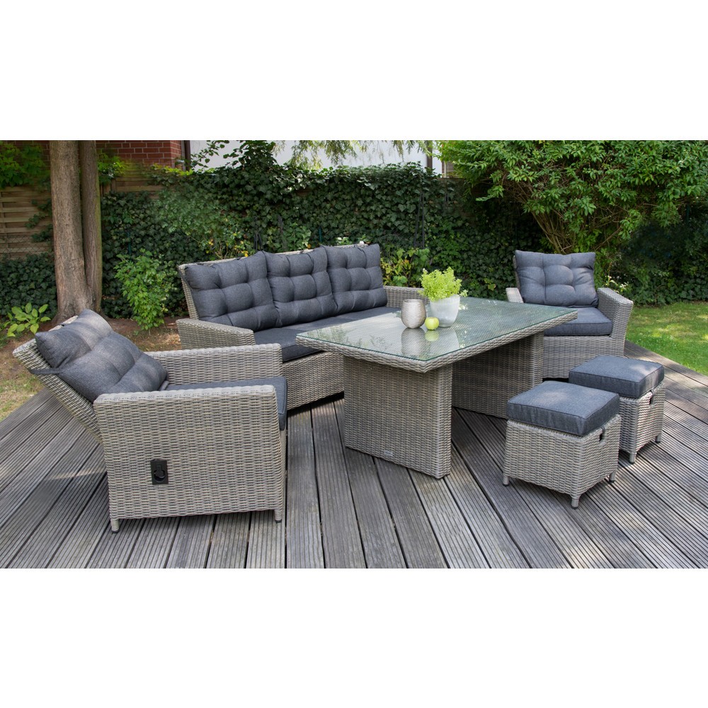 Produktabbildung Nr. 8: Außenmöbel-Set "Asti", 1x Sofa, 2x Sessel, 2x Hocker, 1x Tisch, grau