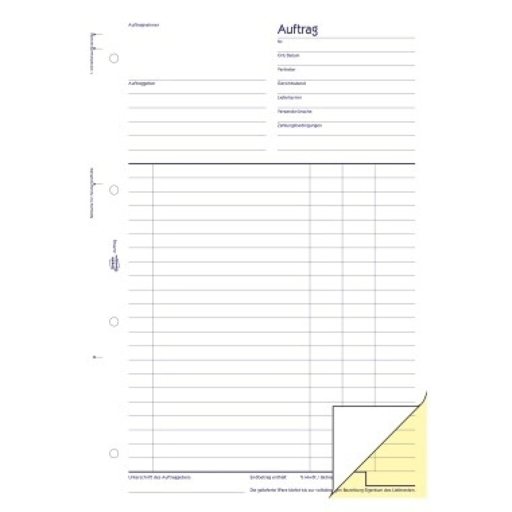 Avery Zweckform Auftrag 1728 DIN A4 +Durchschlag 2x40Blatt Produktabbildung: Avery Zweckform Auftrag 1728 DIN A4 +Durchschlag 2x40Blatt