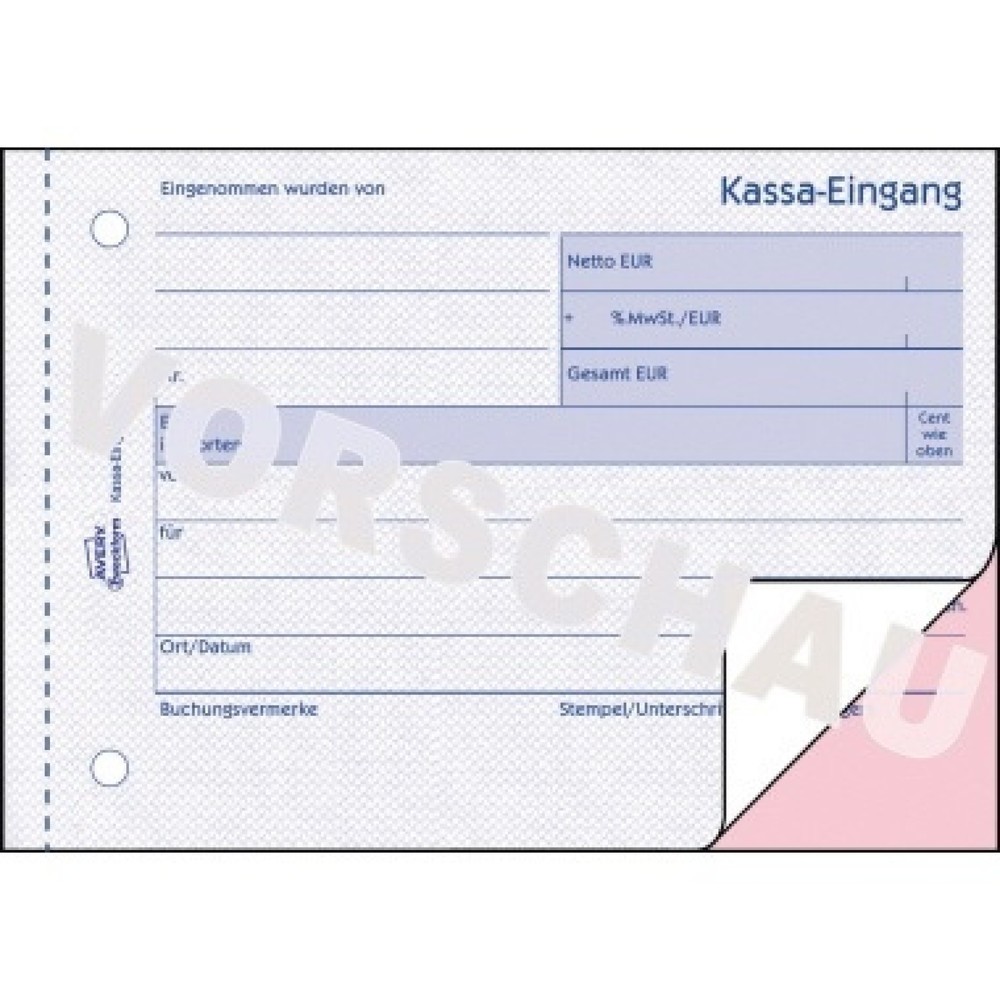 Produktabbildung: Avery Zweckform Kassa-Eingangsbuch 1711 DIN A6 quer 2fach
