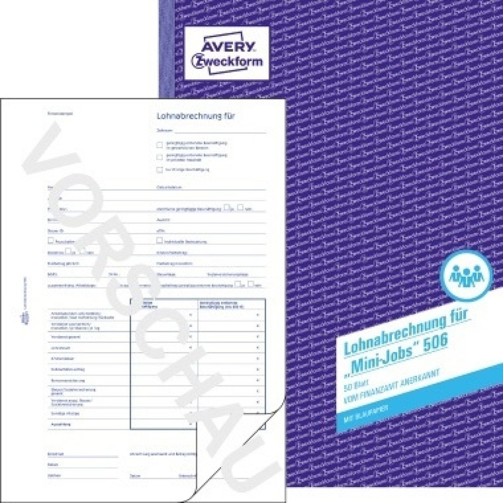 Produktabbildung: Avery Zweckform Lohnabrechnung 506 DIN A4 50Blatt