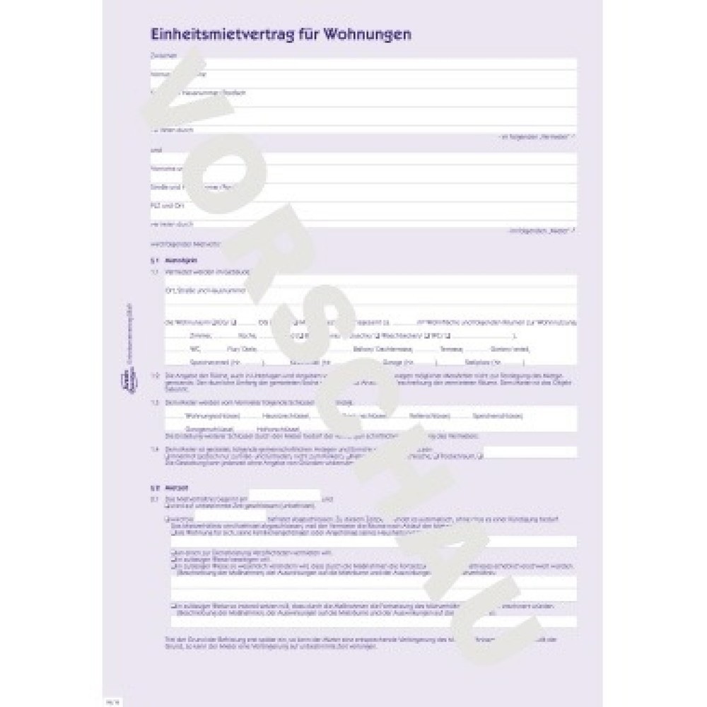 Produktabbildung: Avery Zweckform Mietvertrag 2849 DIN A4 Hausordnung 4seitig