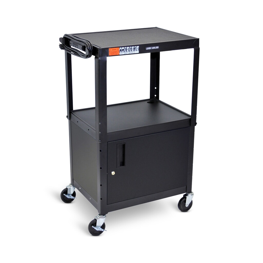 Büro- und Aktenwagen, 3 Etagen, mit Unterschrank, schwarz Produktabbildung Nr. 1: Büro- und Aktenwagen, 3 Etagen, mit Unterschrank, schwarz