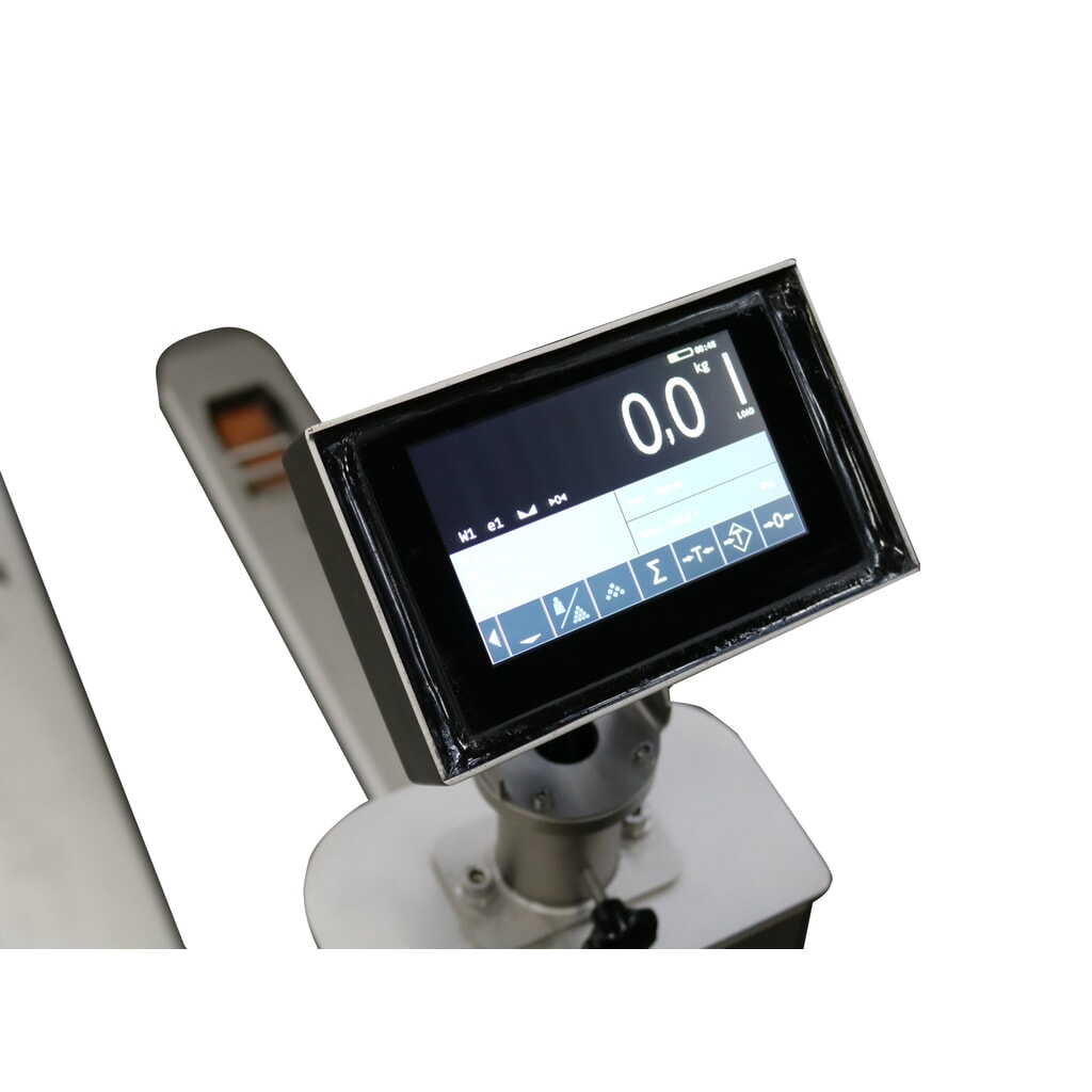 Produktabbildung Nr. 2: Ravas Edelstahl-Hubwagen mit Waage INOX PRO mit Mehrbereichsanzeige Touch, TK 2.000 kg, GL 1.150 mm, Polyamid, Tandemrollen