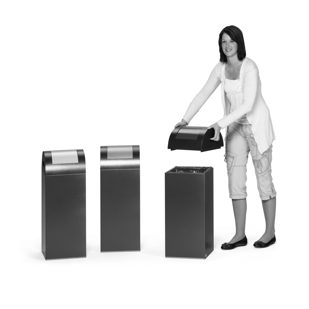 Produktabbildung Nr. 5: VAR® Wertstoffsammler, 60 Liter, selbstlöschend, Korpus antik-silber, Deckel rund/silber