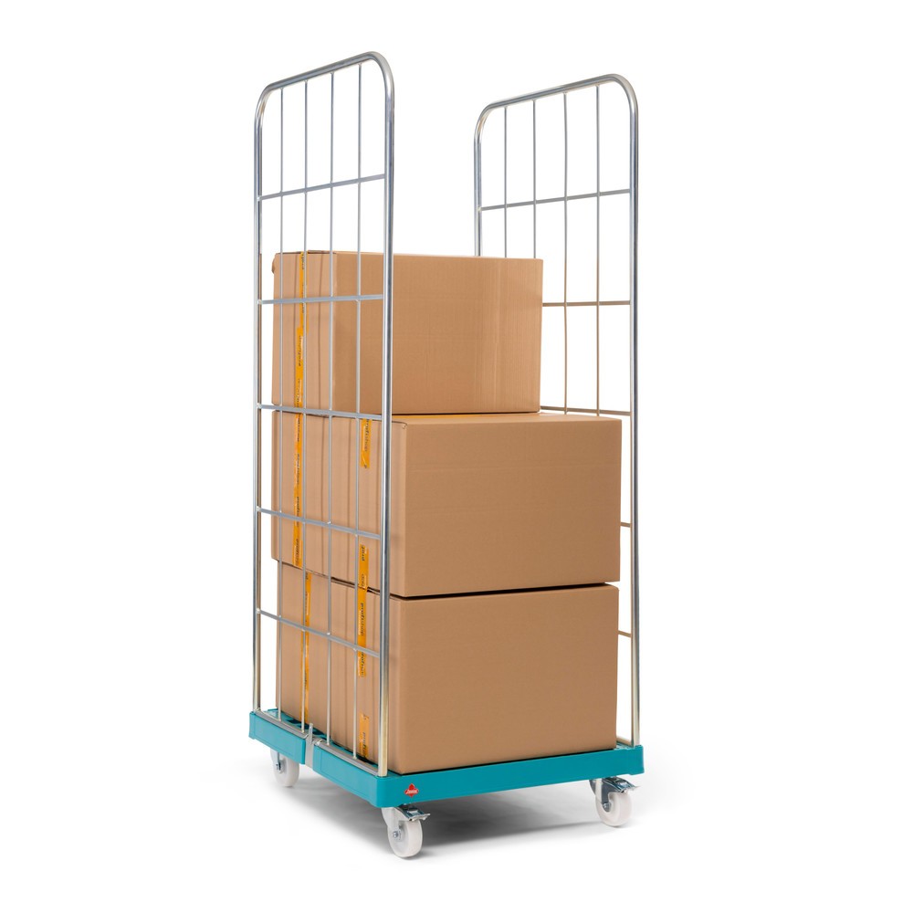 N° de l'image du produit 2 : Ameise® Bac à roulettes, 2 côtés, à mailles grossières, électro-zingué, plateau à roulettes en plastique, HxlxP 1 830 x 724 x 815 mm