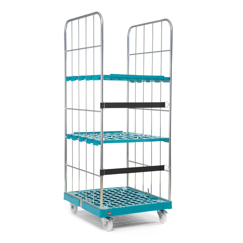 N° de l'image du produit 5 : Ameise® Bac à roulettes, 2 côtés, à mailles grossières, électro-zingué, plateau à roulettes en plastique, HxlxP 1 830 x 724 x 815 mm