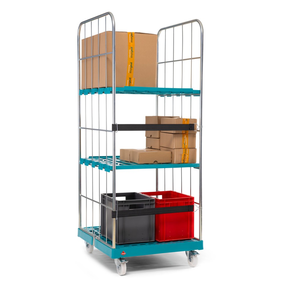 N° de l'image du produit 6 : Ameise® Bac à roulettes, 2 côtés, à mailles grossières, électro-zingué, plateau à roulettes en plastique, HxlxP 1 830 x 724 x 815 mm