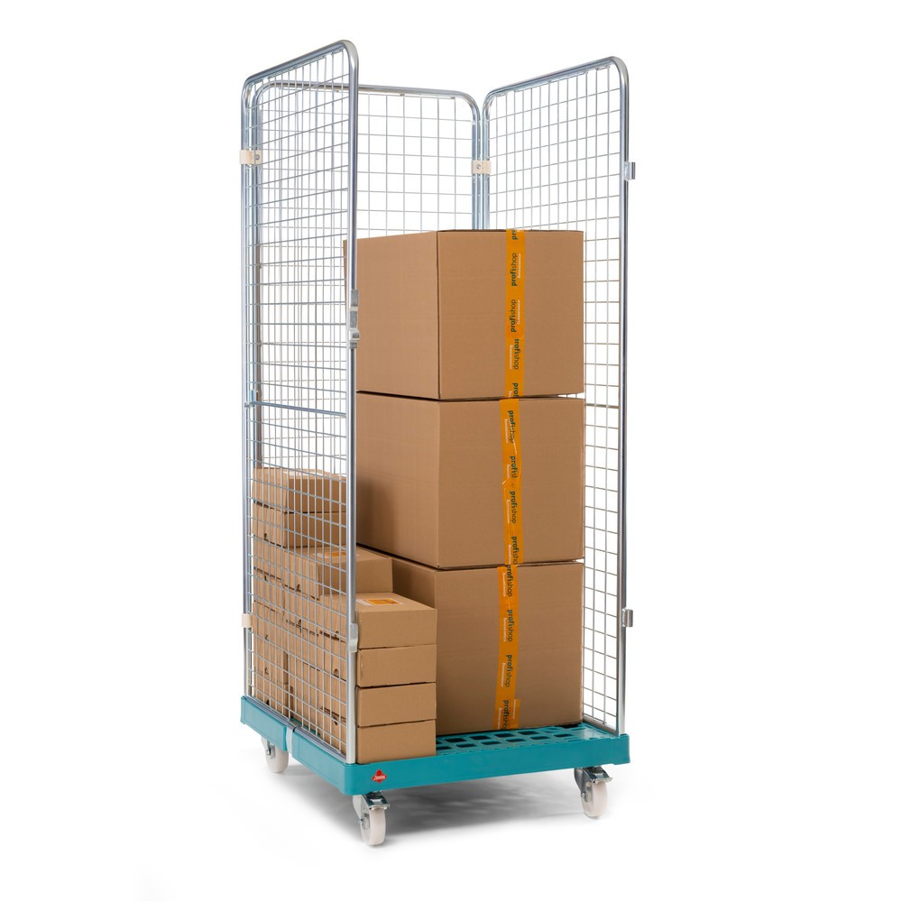 N° de l'image du produit 2 : Ameise® Bac à roulettes, 3 côtés, à mailles fines, électro-zingué, plateau à roulettes en plastique, HxlxP 1 810 x 724 x 815 mm