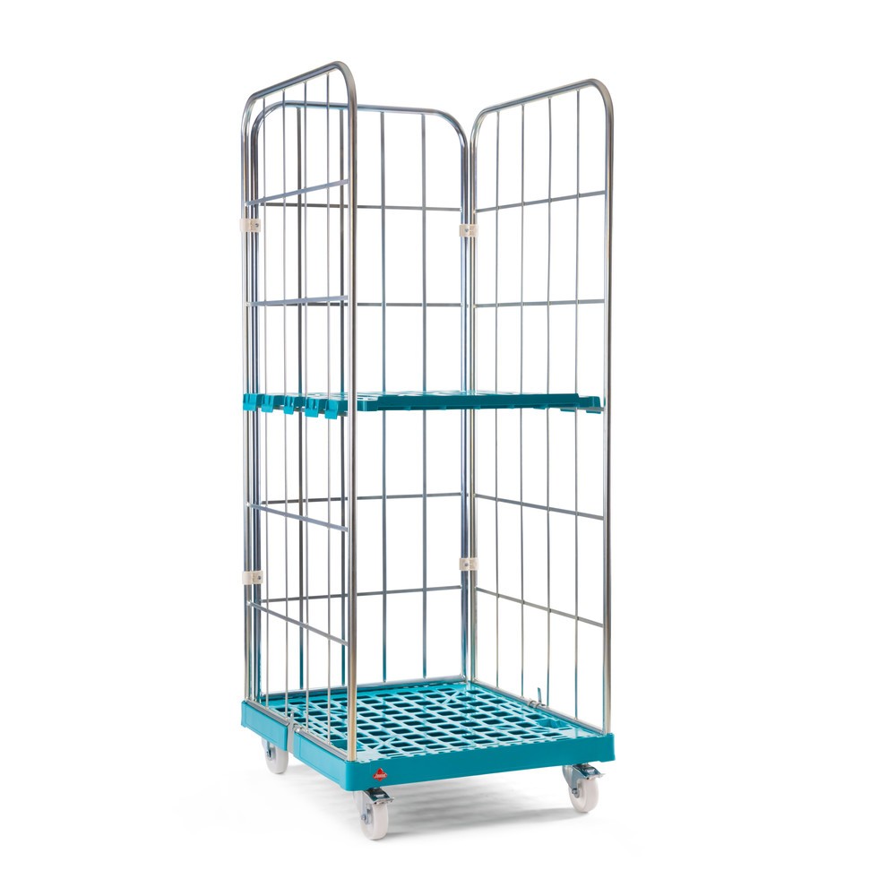 N° de l'image du produit 2 : Ameise® Bac à roulettes, 3 côtés, à mailles grossières, électro-zingué, plateau à roulettes en plastique, HxlxP 1 640 x 724 x 815 mm