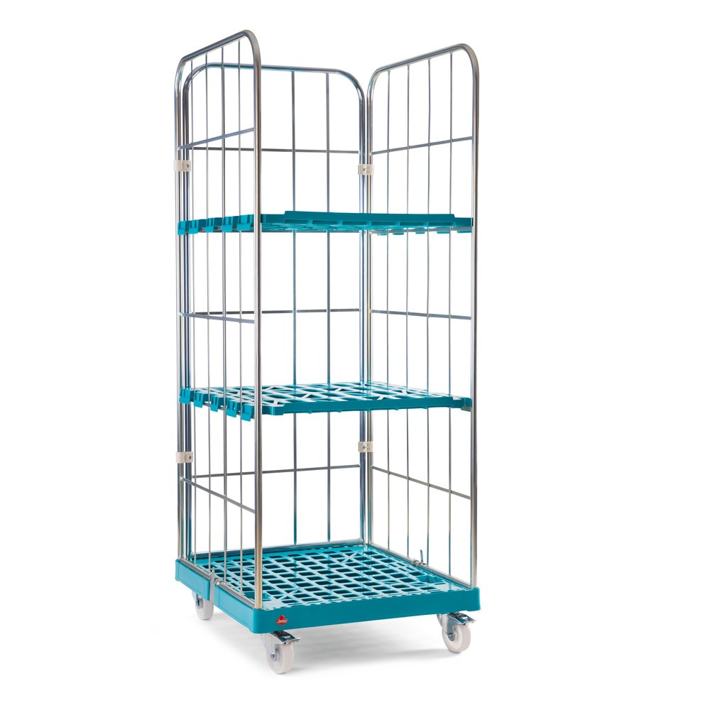 N° de l'image du produit 5 : Ameise® Bac à roulettes, 3 côtés, à mailles grossières, électro-zingué, plateau à roulettes en plastique, HxlxP 1 640 x 724 x 815 mm