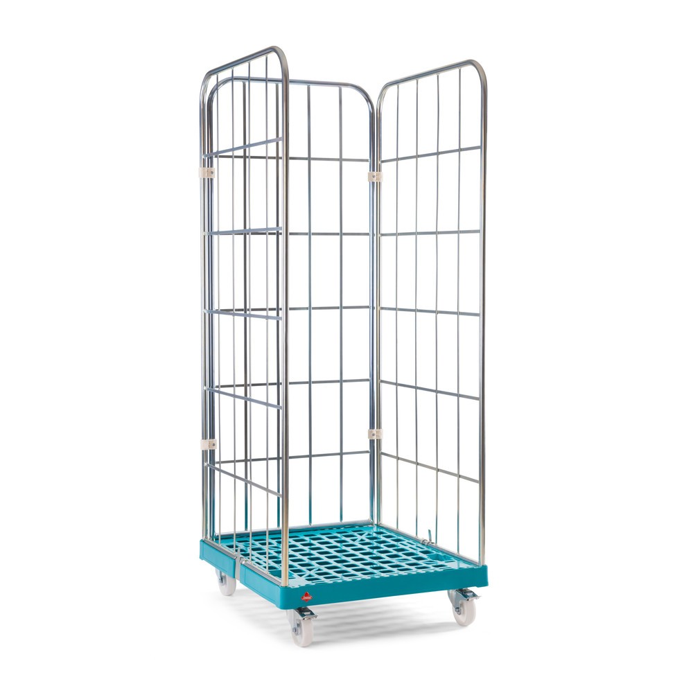 Illustration du produit: Ameise® Bac à roulettes, 3 côtés, à mailles grossières, électro-zingué, plateau à roulettes en plastique, HxlxP 1 640 x 724 x 815 mm