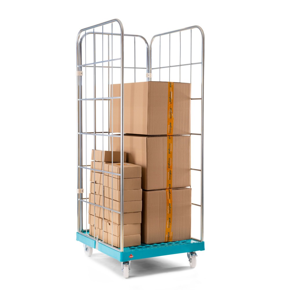 N° de l'image du produit 7 : Ameise® Bac à roulettes, 3 côtés, à mailles grossières, électro-zingué, plateau à roulettes en plastique, HxlxP 1 640 x 724 x 815 mm