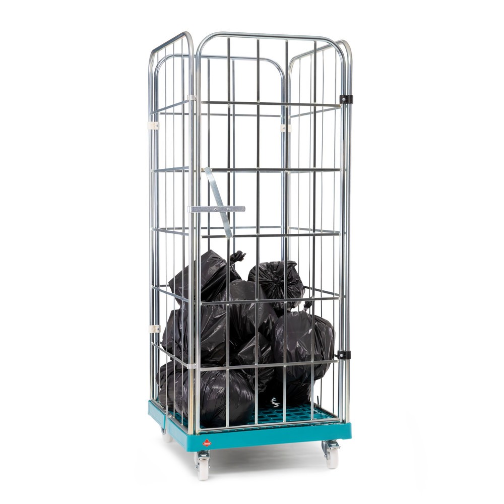 N° de l'image du produit 5 : Ameise® Bac à roulettes, 4 côtés, à mailles grossières, électro-zingué, plateau à roulettes en plastique, HxlxP 1 640 x 724 x 815 mm, avec paroi avant pivotante d'une seule pièce